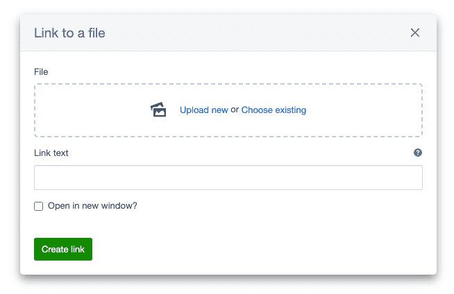 A screenshot of the form "Link to a file"