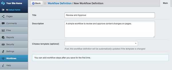 Add Workflow Definition