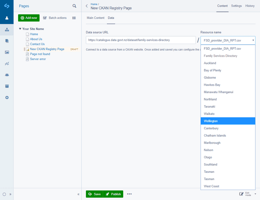 Selecting a resource from a data set