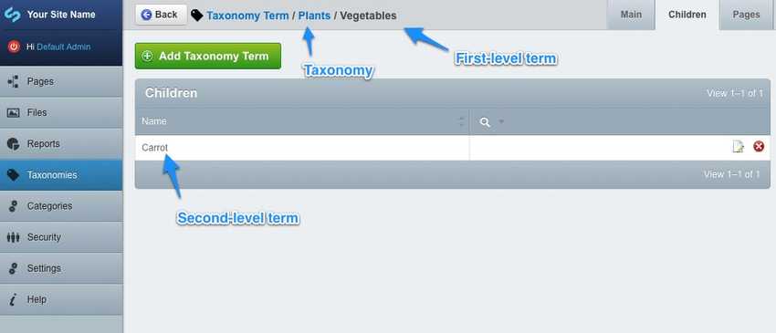 Example of taxonomy