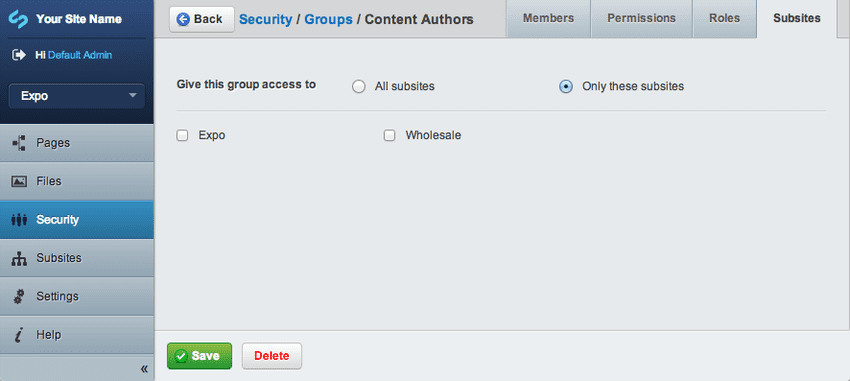 Group subsites access