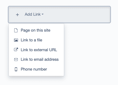 A screenshot of the links type allowed by default