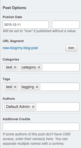 Setting blog options