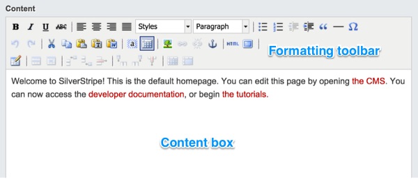 SilverStripe3 Content Editing (Content Box)