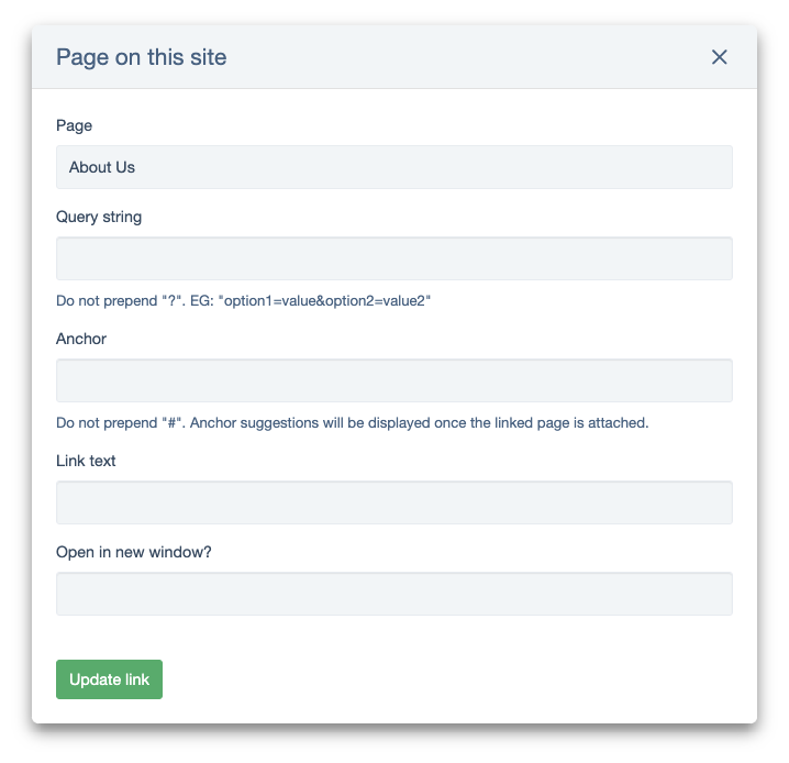 A screenshot of the disabled link