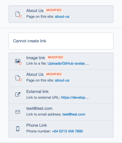 A screenshot of the disabled linkfields