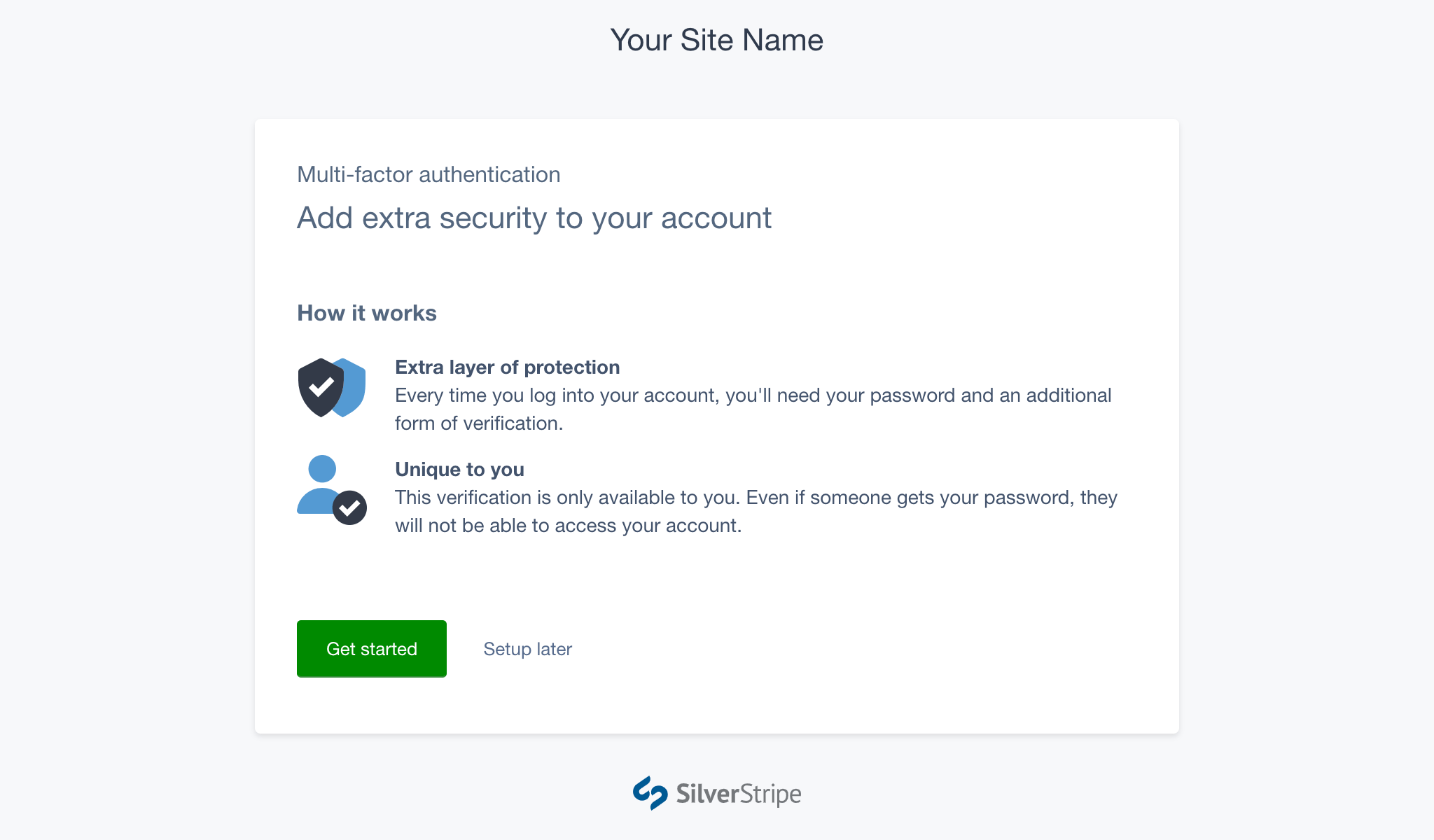 A screenshot of the introduction step in the MFA setup flow