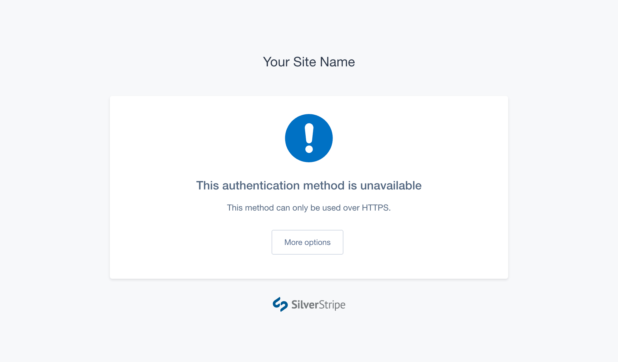 A screenshot of a 'method unavailable' error message when a user attempts to log in over the insecure HTTP protocol
